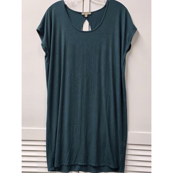 Lilla P Saddle Dress Forest Green Cap Slv Scoop Neck Stretch Pullover Size S - Picture 1 of 6